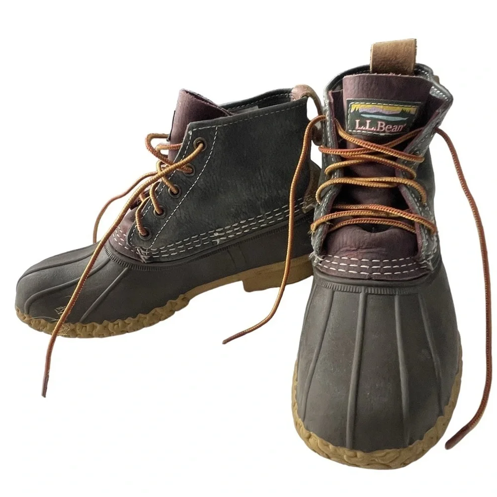LL Bean Kids Bean Boots Dark Brown Leather Size 6